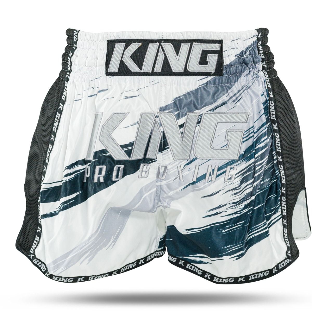 King Pro Boxing - Fightshort - korte broek - STORM 2 - wit - zwart - white - black