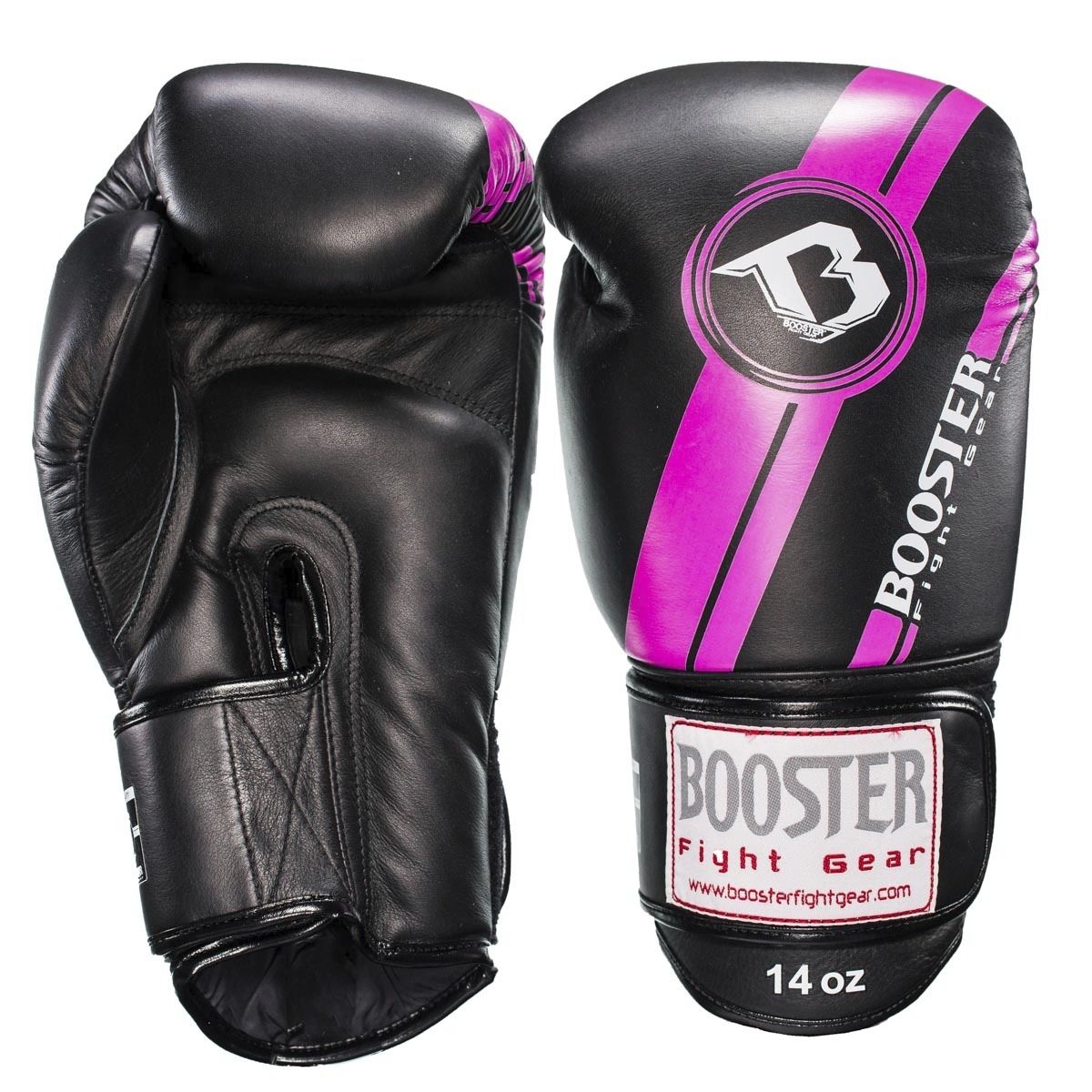 Booster Fight Gear V3: Zwart-Roze Lederen Bokshandschoenen
