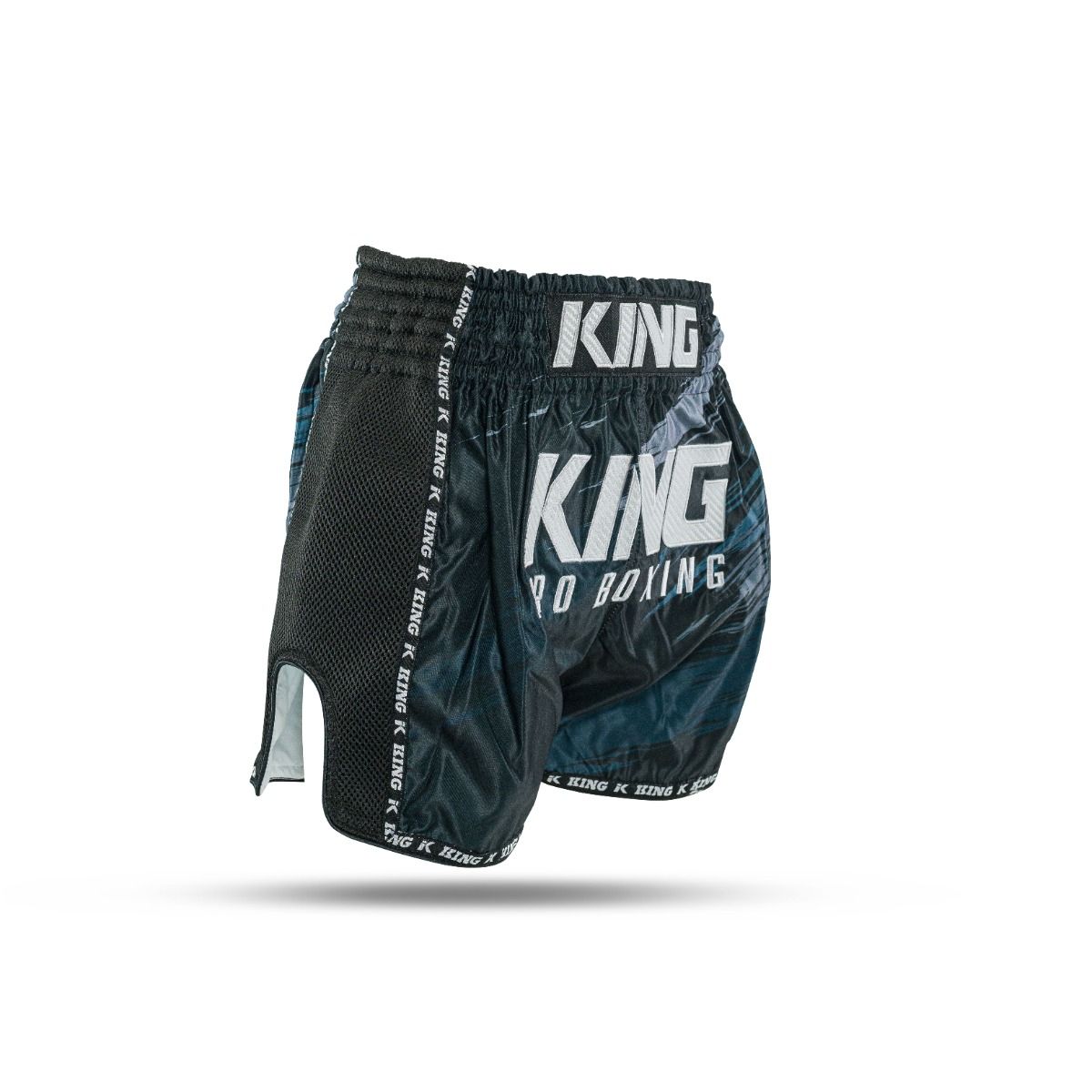 King Pro Boxing-Fightshort-Kickboksbroek-Short-Storm 1-Zwart-Grijs