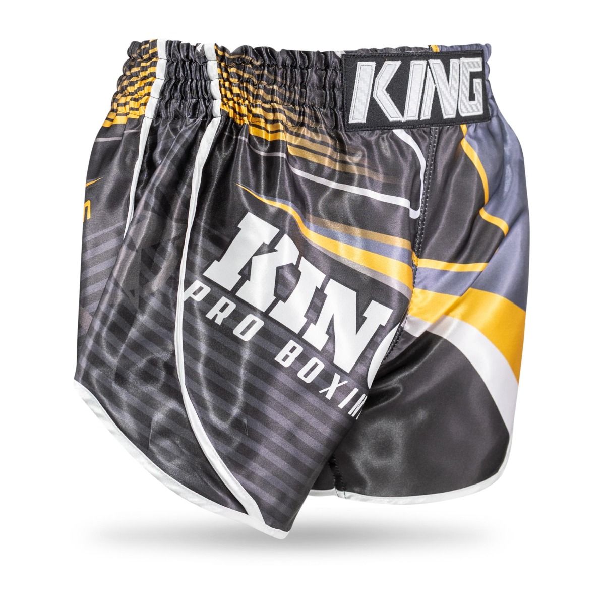 king pro boxing - fightshorts - korte broek - STRIKER 1 - grijs - wit - geel