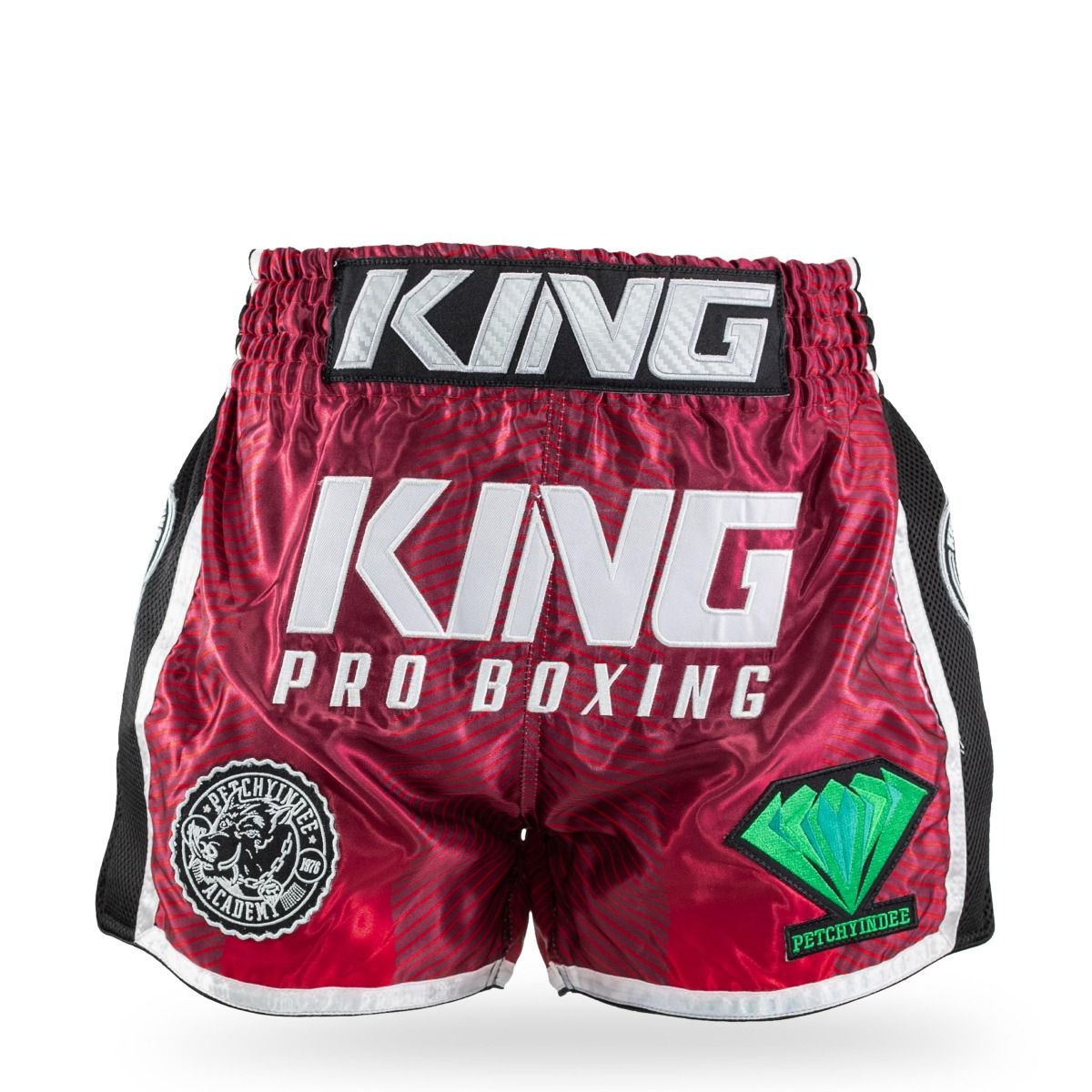 King Pro Boxing-Fightshort-Kickboksbroek-PRYDE 1-Rood-Groen-Zwart