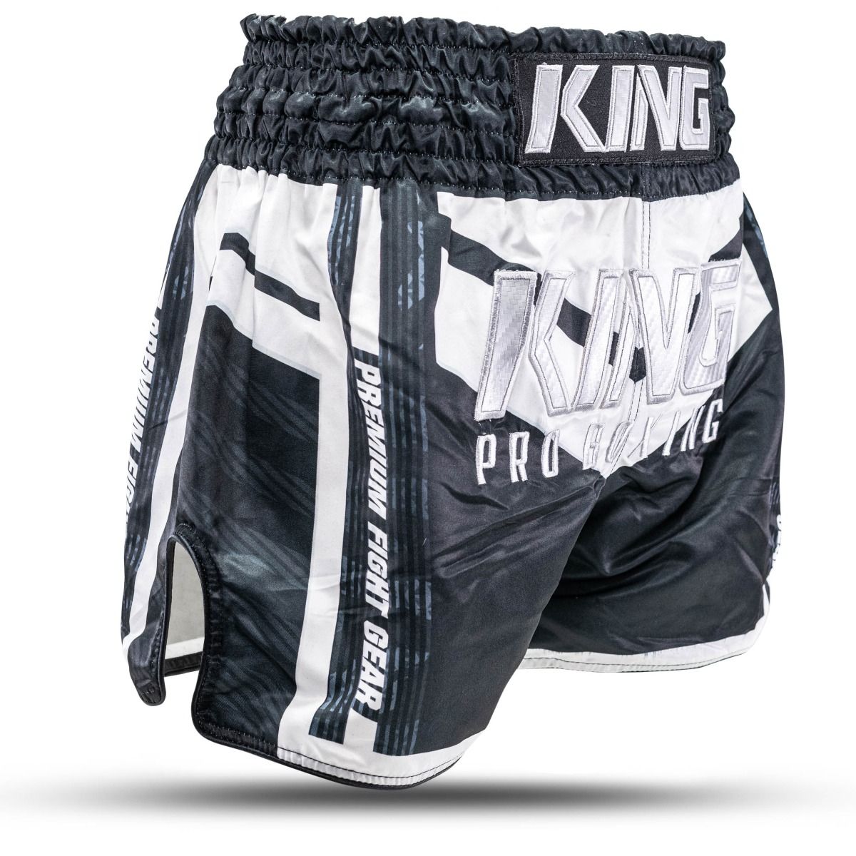 King Pro Boxing - Fightshort - ENDURANCE 4 - zwart- grijs - wit - black -grey -