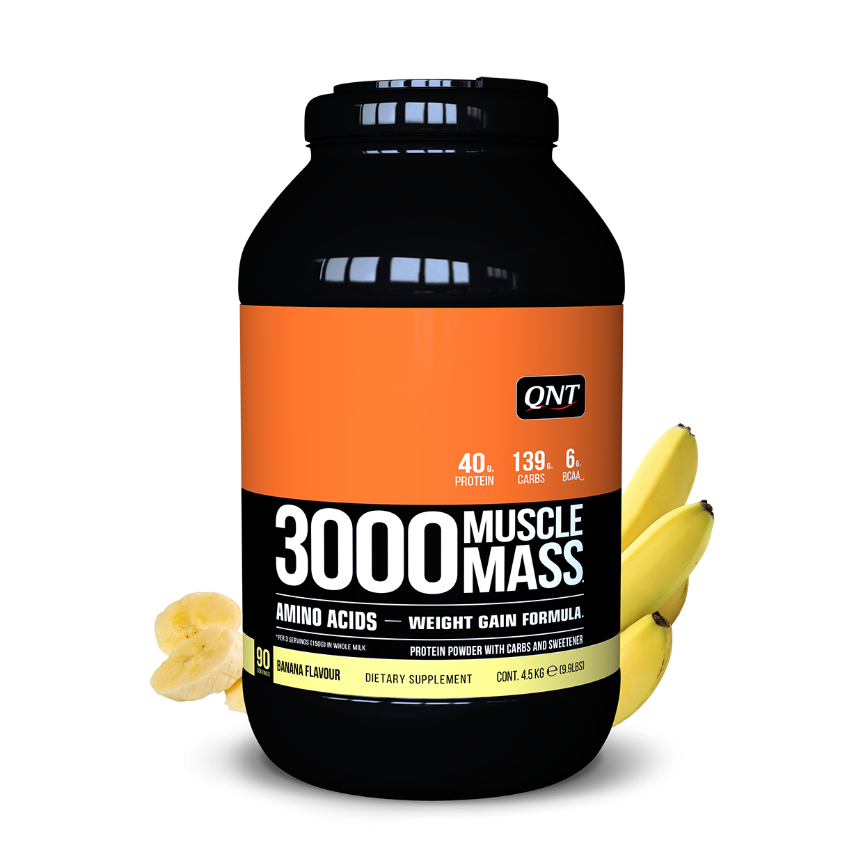 QNT-MUSCLE MASS 3000-Eiwitten-Weight gainer-Banaan