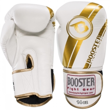 Booster Fight Gear V3: Wit-Gouden Lederen Bokshandschoenen