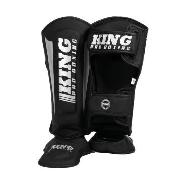 King Pro Boxing REVO 7 Scheenbeschermers: Zwart zilver