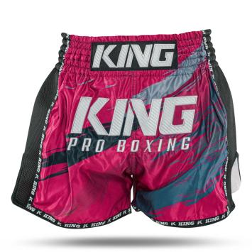 King Pro Boxing-Fightshort-Kickboksbroek-Short-Storm 3 - short-Licht Bordeaux Rood-Grijs