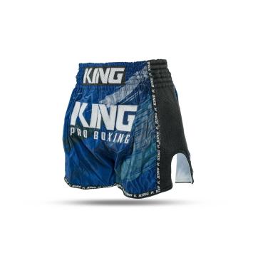 King Pro Boxing-Fightshorts-Kickboksbroek-Stormking 4-Blauw-Zwart-Grijs