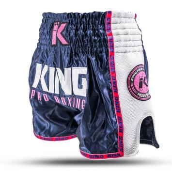 King Pro Boxing-Fightshort-MMA-Kickboksbroek-Neon 1-Blauw-Roze-Wit