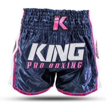 King Pro Boxing-Fightshort-MMA-Kickboksbroek-Neon 1-Blauw-Roze-Wit