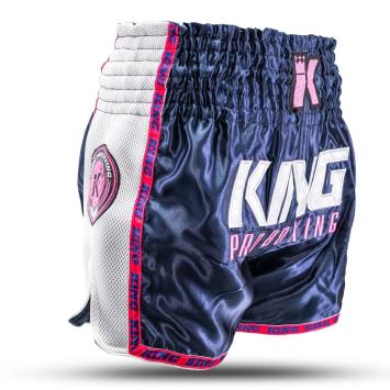 King Pro Boxing - Fightshort - Neon 1 - blauw - roze - wit -  blue - pink - white