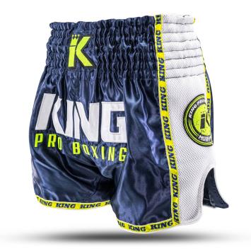 King Pro Boxing - Fightshort - Neon 2 - blauw - groen - grijs - blue - green - grey