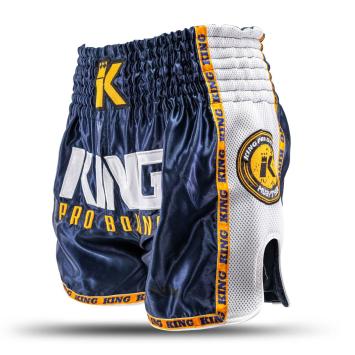 King Pro Boxing-Fightshort-MMA-Kickboksbroek-Neon 3-Blauw-Grijs-oranje